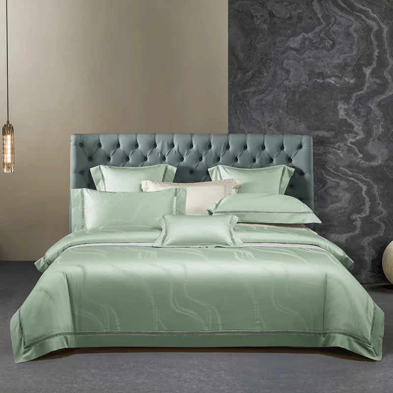 Parure de Lit Jacquard — Coton Égyptien 1000TC Prestige