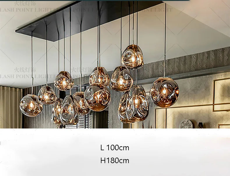 Lustre Verre LED Multitêtes — Constellation Lumineuse