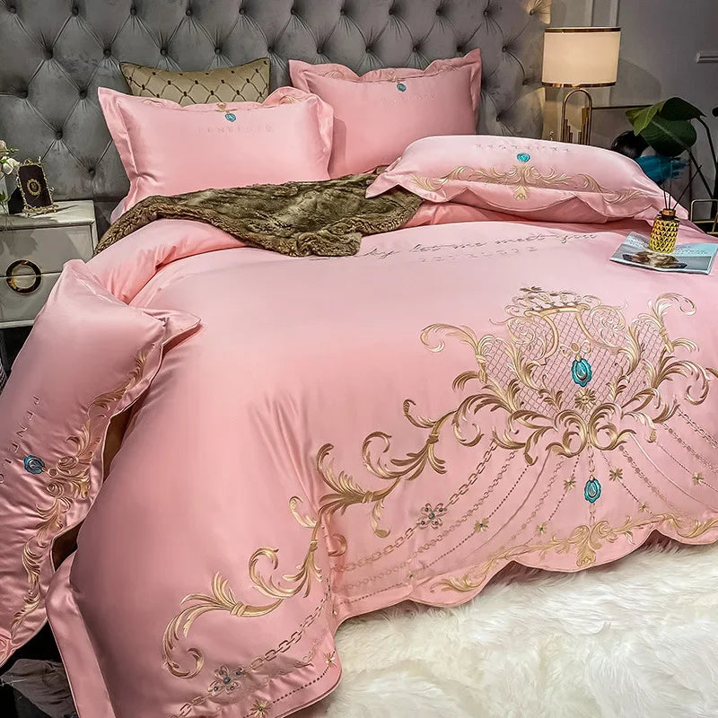Parure de Lit Jacquard Brodée 500gsm — Élégance Européenne Pure Cotton