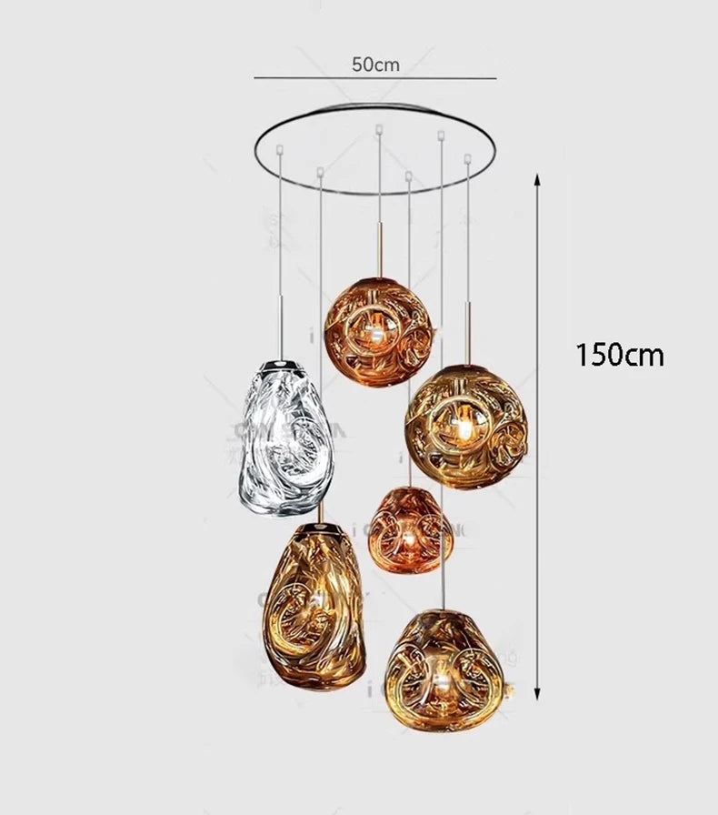 Lustre Verre LED Multitêtes — Constellation Lumineuse