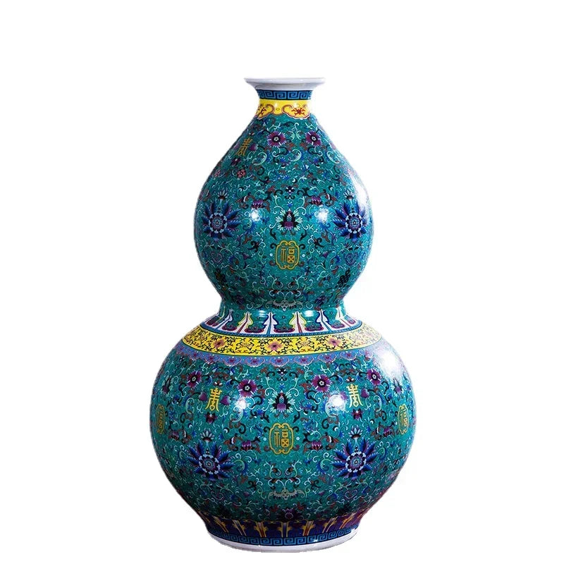Vase Porcelaine Émaillée Jingdezhen — Art Chinois Authentique