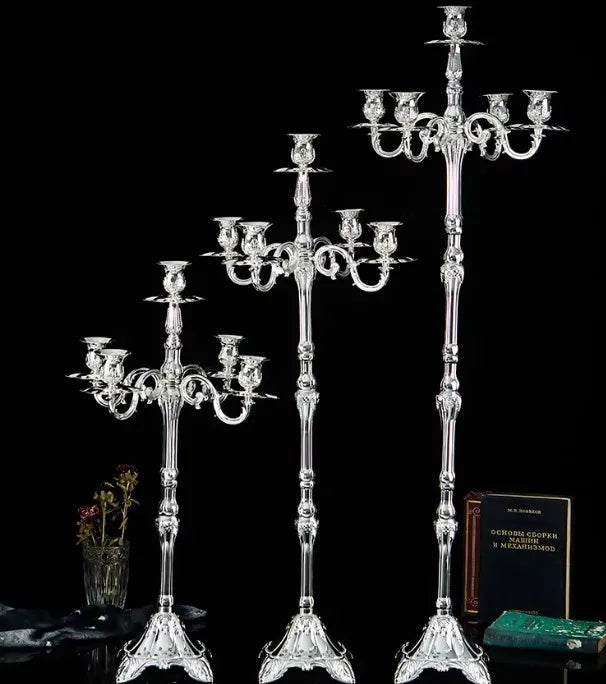 Chandelier 5 Branches Argent — Cérémonie & Hôtel Luxe
