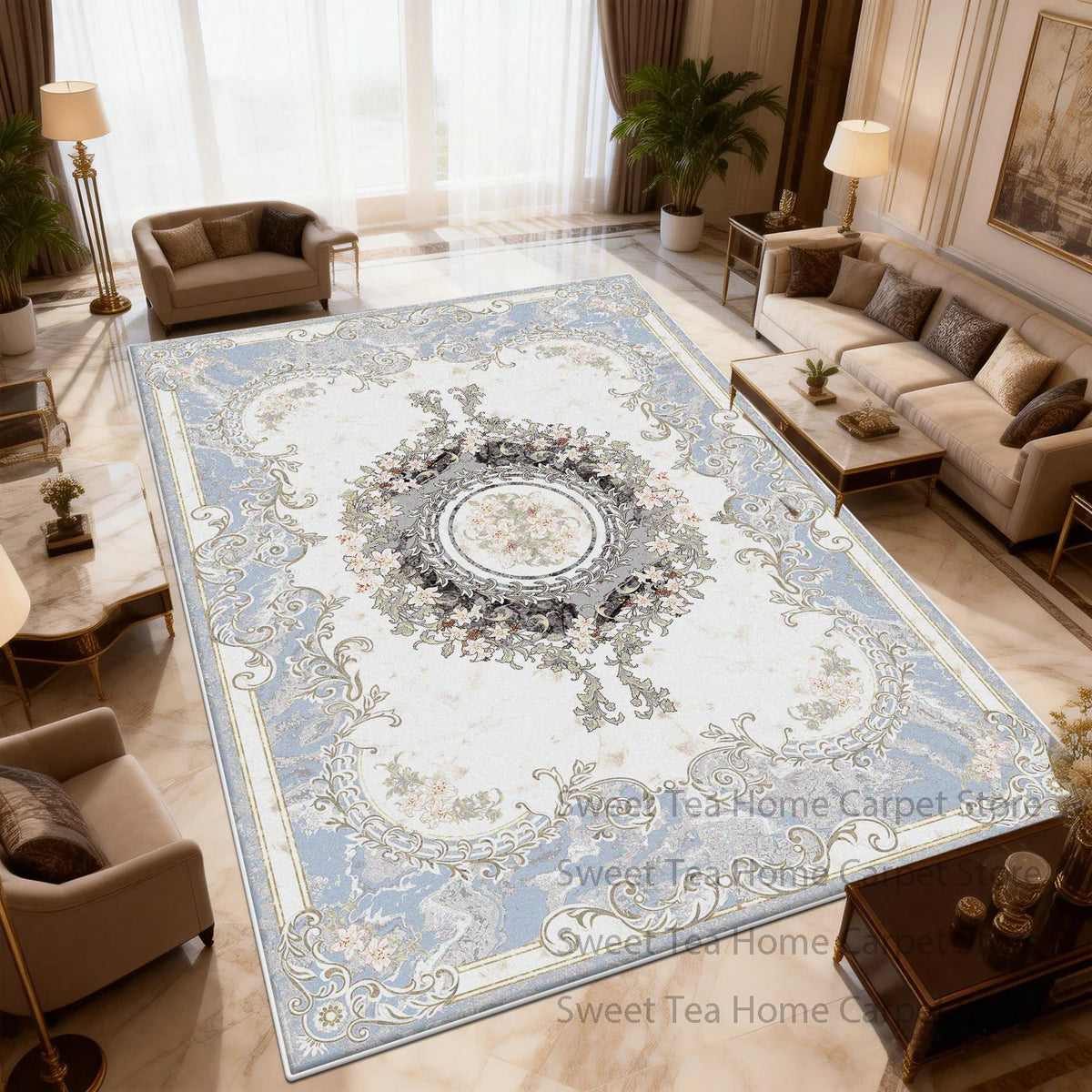Tapis Persan Floral Teintes Claires — Élégance Intemporelle