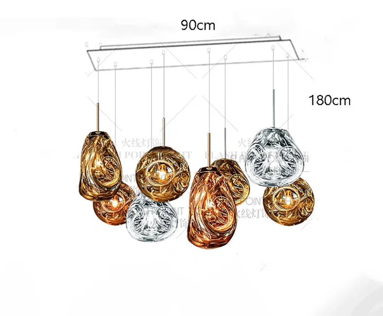 Lustre Verre LED Multitêtes — Constellation Lumineuse