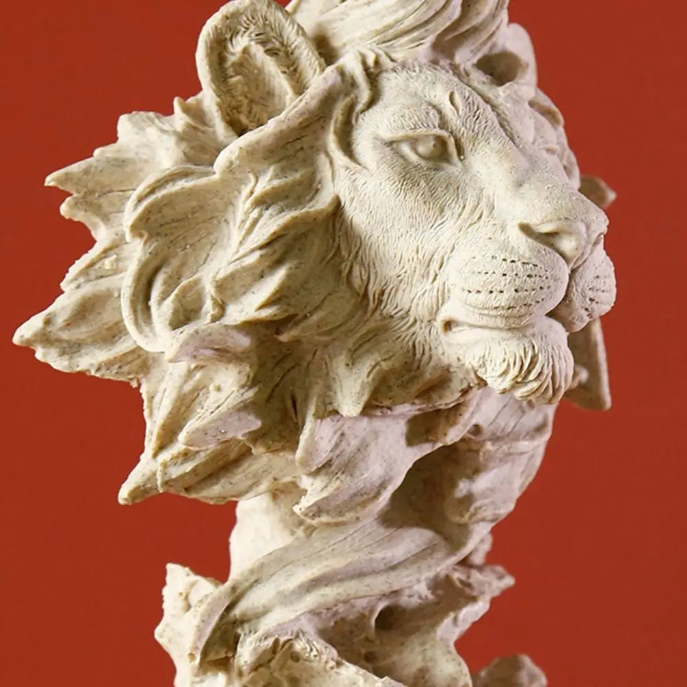 Sculpture Lion — Résine Art Nordic Vintage Ornement Entrée Prestige