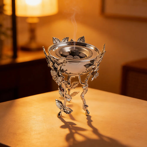 Brûleur d’Encens Mabkhara Arabe — Coffret 2 Pièces Or & Argent Prestige
